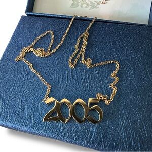 Personalized 2005 Birth Year Necklace Gold Tone